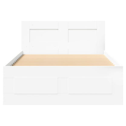 vidaXL Bed Frame with Drawer with Storage 2 pcs White Engineered Wood