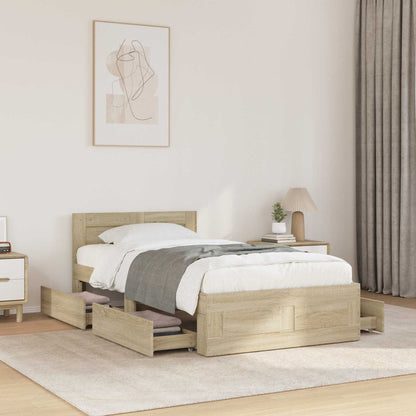vidaXL Bed Frame with Drawer 2 pcs Sonoma Oak Engineered Wood