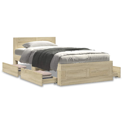 vidaXL Bed Frame with Drawer 2 pcs Sonoma Oak Engineered Wood