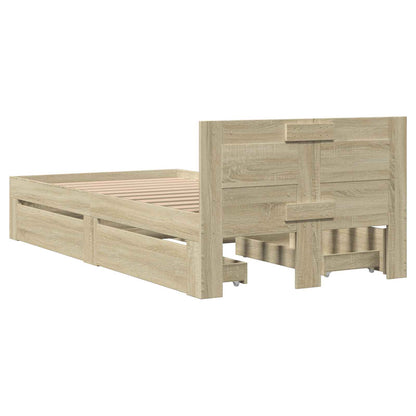 vidaXL Bed Frame with Drawer 2 pcs Sonoma Oak Engineered Wood
