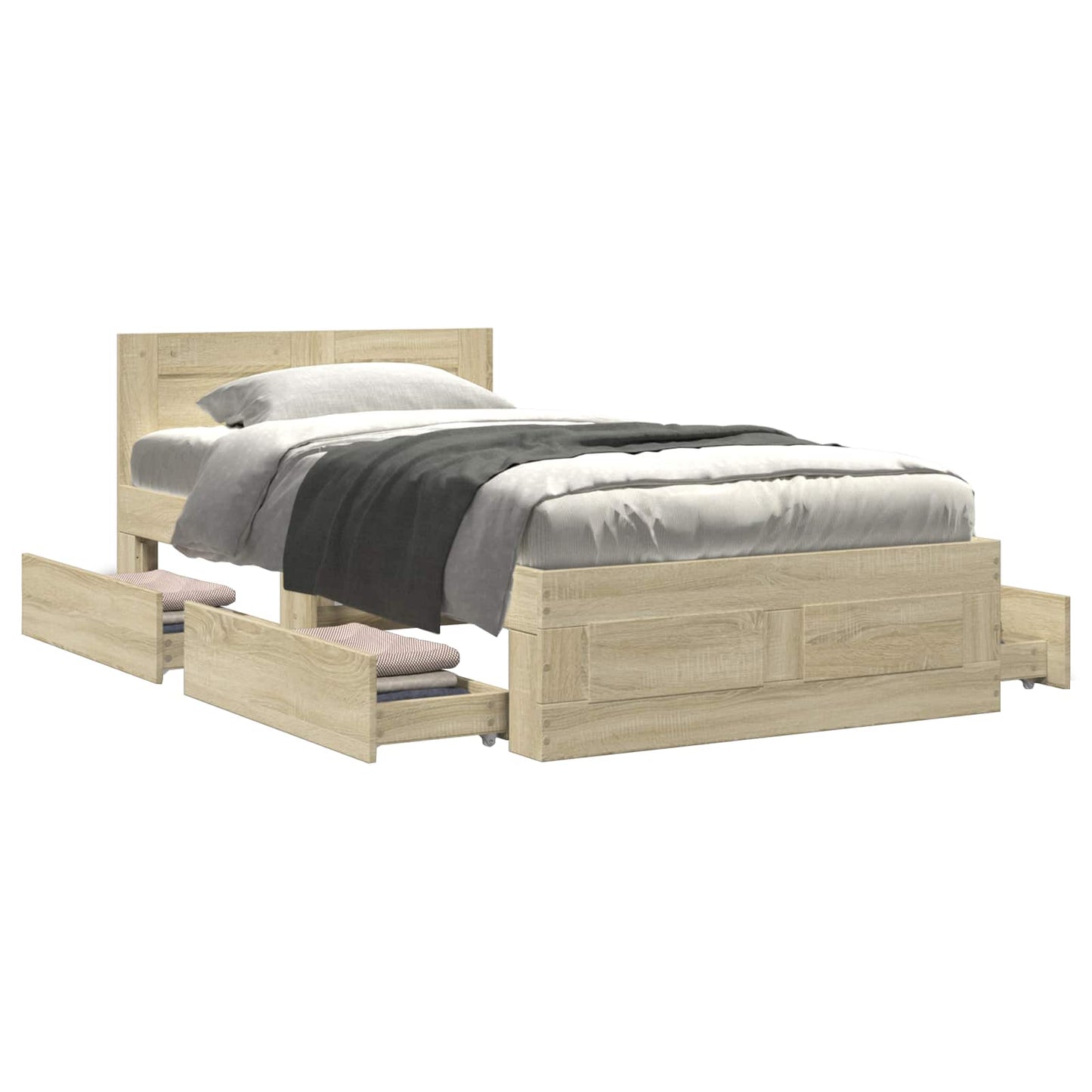 vidaXL Bed Frame with Drawer 2 pcs Sonoma Oak Engineered Wood