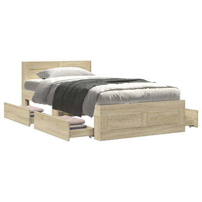 vidaXL Bed Frame with Drawer 2 pcs Sonoma Oak Engineered Wood