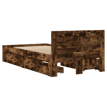 vidaXL Bed Frame with Drawer 2 pcs Smoked Oak Engineered Wood