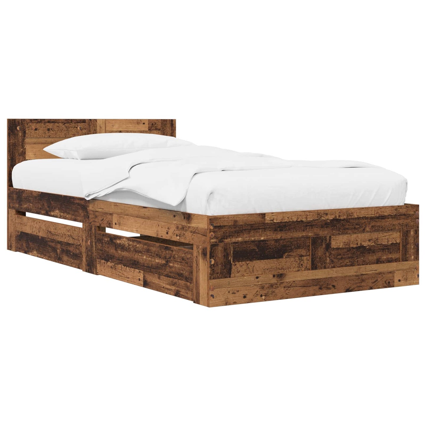 vidaXL Bed Frame with Drawer 2 pcs Old Wood Engineered Wood