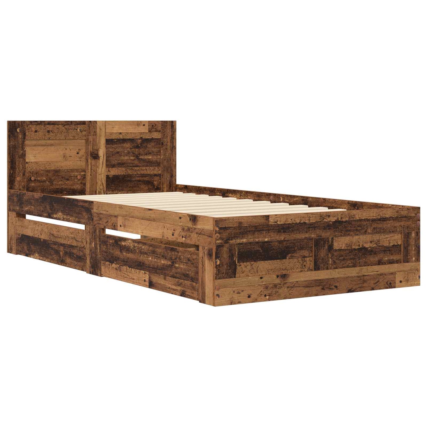 vidaXL Bed Frame with Drawer 2 pcs Old Wood Engineered Wood
