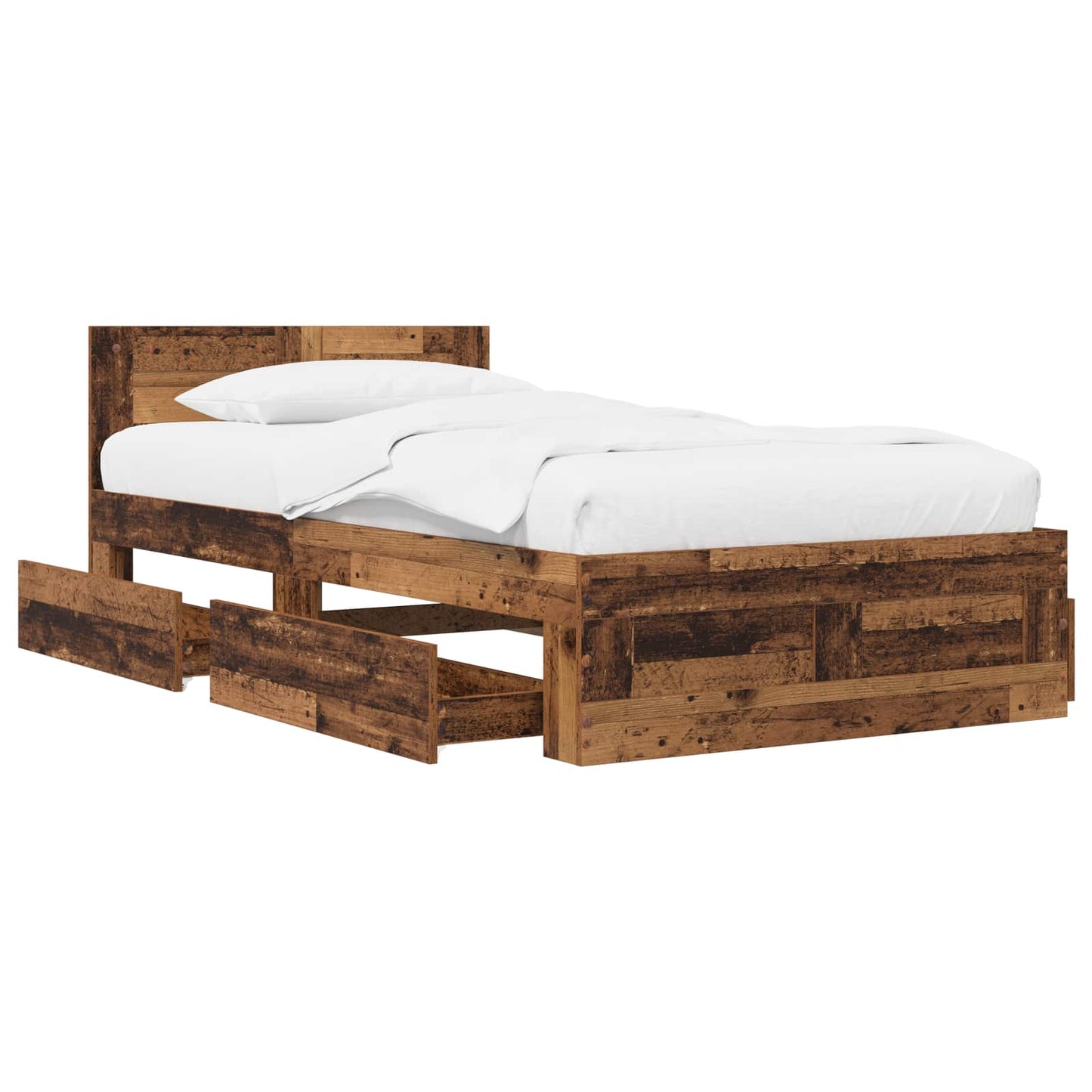 vidaXL Bed Frame with Drawer 2 pcs Old Wood Engineered Wood