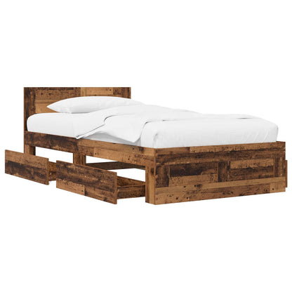 vidaXL Bed Frame with Drawer 2 pcs Old Wood Engineered Wood