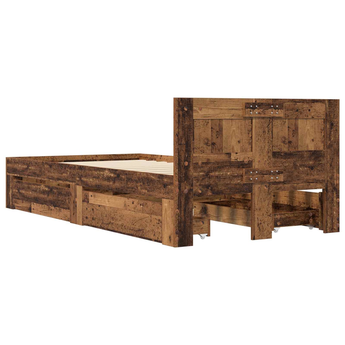 vidaXL Bed Frame with Drawer 2 pcs Old Wood Engineered Wood
