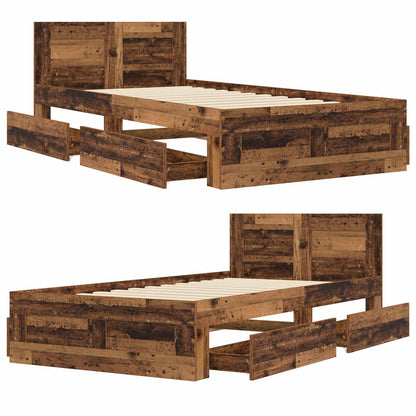 vidaXL Bed Frame with Drawer 2 pcs Old Wood Engineered Wood