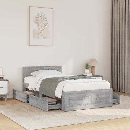 vidaXL Bed Frame with Drawer 2 pcs Grey Sonoma Engineered Wood