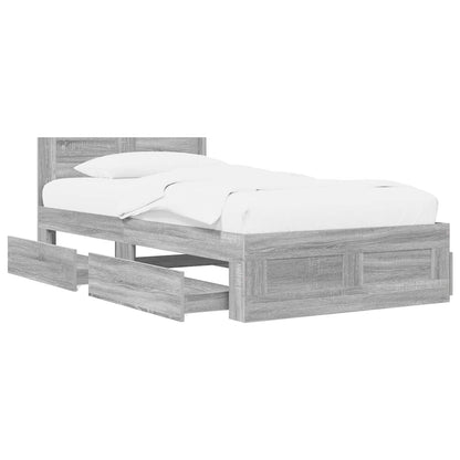 vidaXL Bed Frame with Drawer 2 pcs Grey Sonoma Engineered Wood