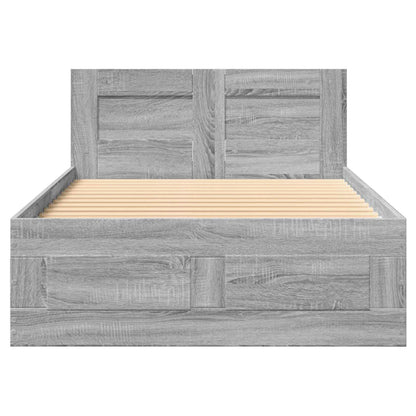 vidaXL Bed Frame with Drawer 2 pcs Grey Sonoma Engineered Wood