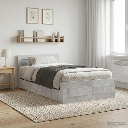 vidaXL Bed Frame with Drawer 2 pcs Concrete Grey Engineered Wood