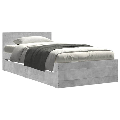 vidaXL Bed Frame with Drawer 2 pcs Concrete Grey Engineered Wood
