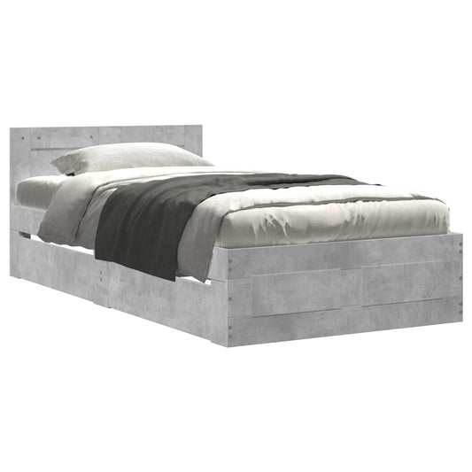 vidaXL Bed Frame with Drawer 2 pcs Concrete Grey Engineered Wood