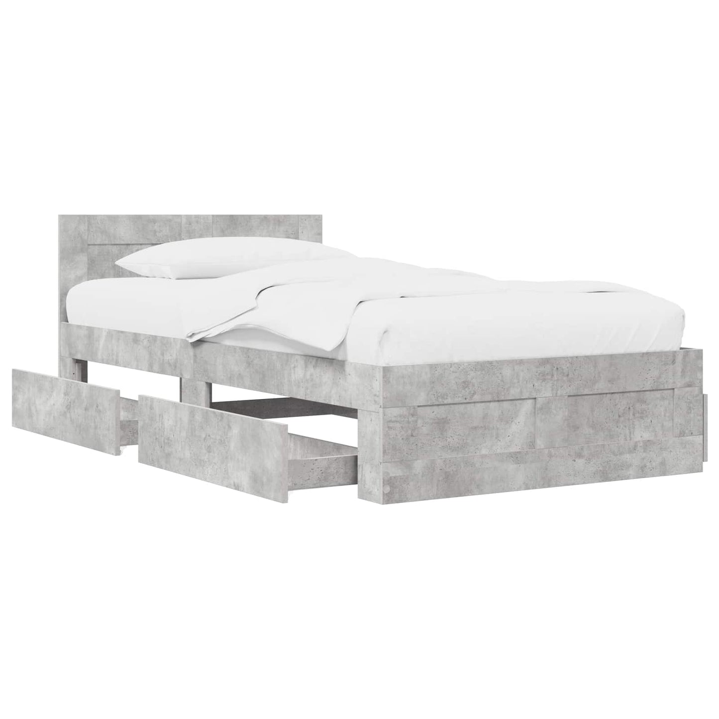 vidaXL Bed Frame with Drawer 2 pcs Concrete Grey Engineered Wood
