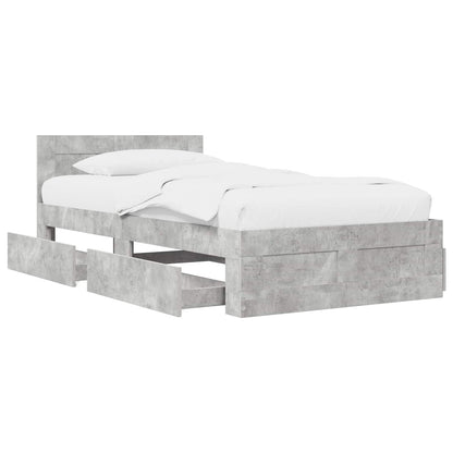 vidaXL Bed Frame with Drawer 2 pcs Concrete Grey Engineered Wood
