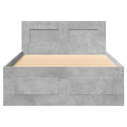 vidaXL Bed Frame with Drawer 2 pcs Concrete Grey Engineered Wood