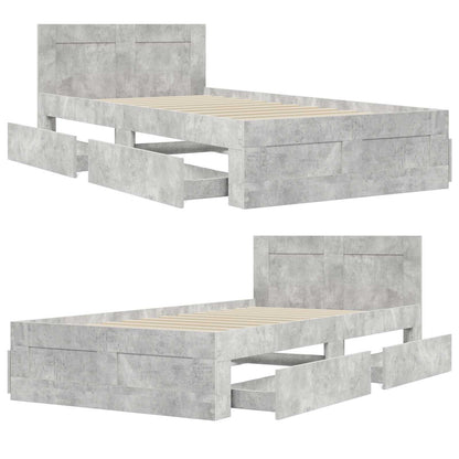 vidaXL Bed Frame with Drawer 2 pcs Concrete Grey Engineered Wood
