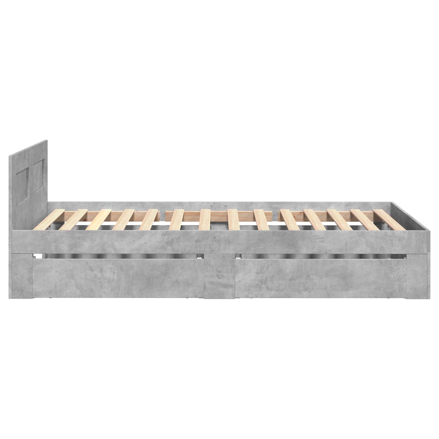 vidaXL Bed Frame with Drawer 2 pcs Concrete Grey Engineered Wood