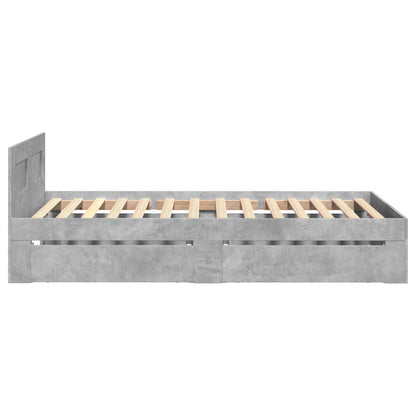 vidaXL Bed Frame with Drawer 2 pcs Concrete Grey Engineered Wood