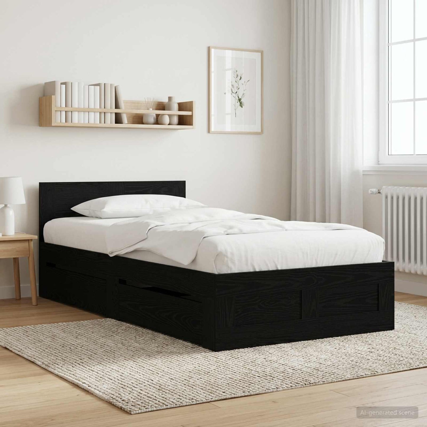vidaXL Bed Frame with Drawer 2 pcs Black Oak Engineered Wood