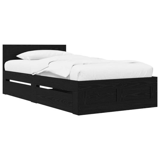 vidaXL Bed Frame with Drawer 2 pcs Black Oak Engineered Wood