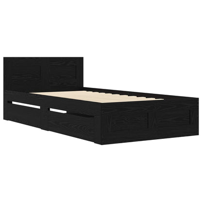 vidaXL Bed Frame with Drawer 2 pcs Black Oak Engineered Wood