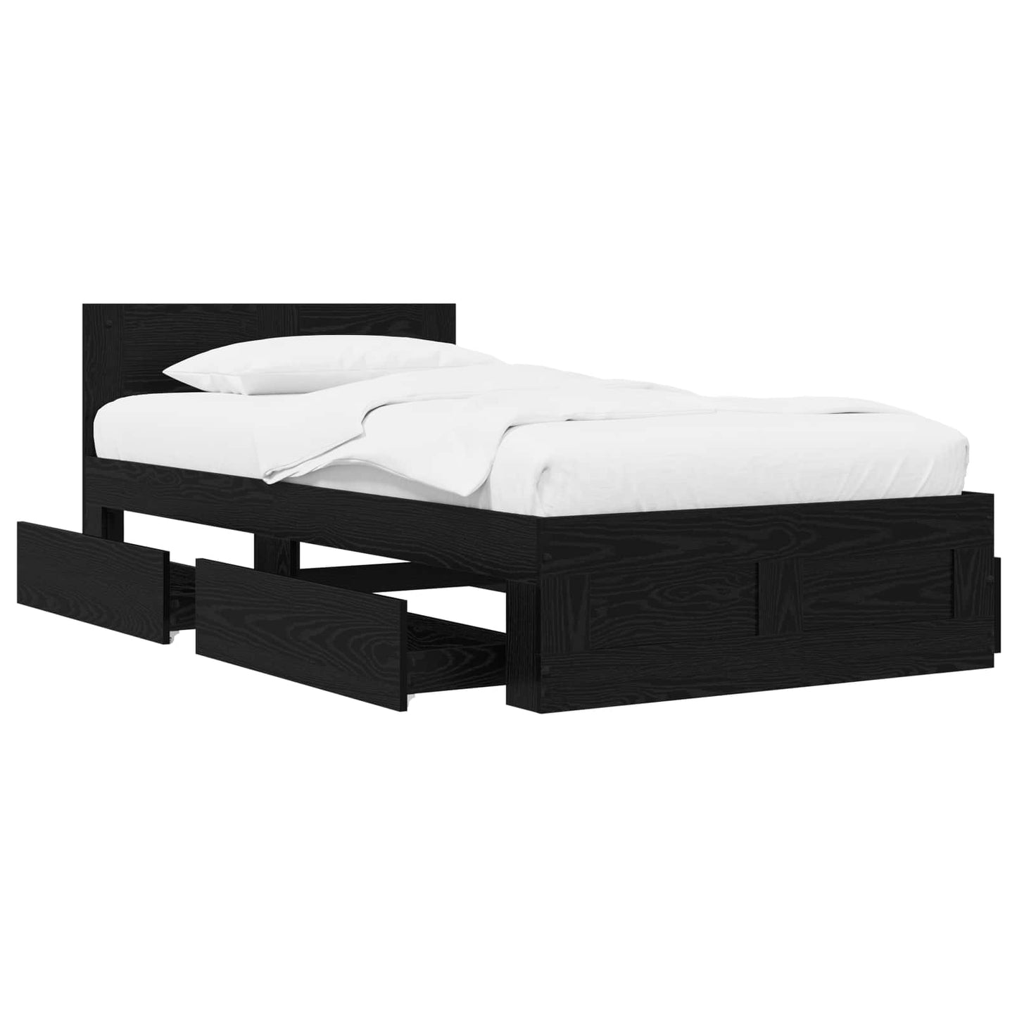 vidaXL Bed Frame with Drawer 2 pcs Black Oak Engineered Wood