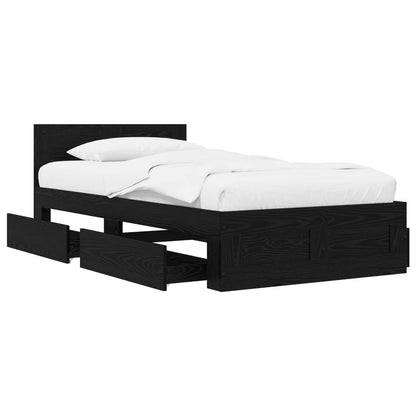vidaXL Bed Frame with Drawer 2 pcs Black Oak Engineered Wood