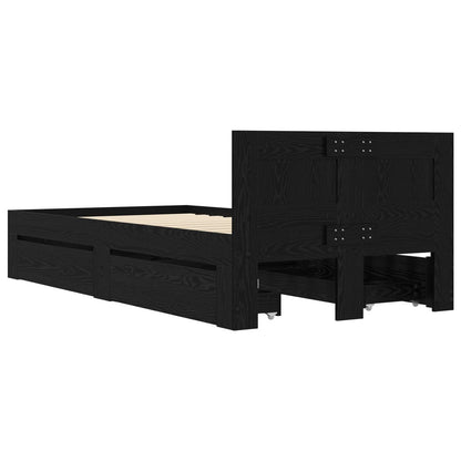vidaXL Bed Frame with Drawer 2 pcs Black Oak Engineered Wood