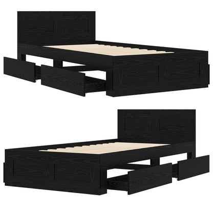vidaXL Bed Frame with Drawer 2 pcs Black Oak Engineered Wood