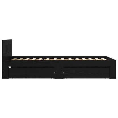 vidaXL Bed Frame with Drawer 2 pcs Black Oak Engineered Wood