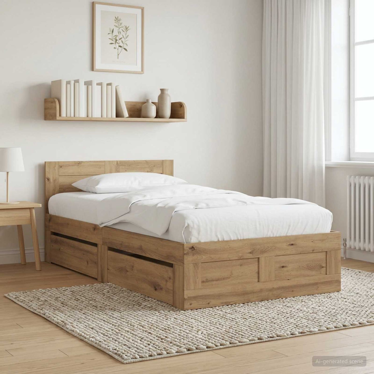 vidaXL Bed Frame with Drawer 2 pcs Artisian Oak Engineered Wood