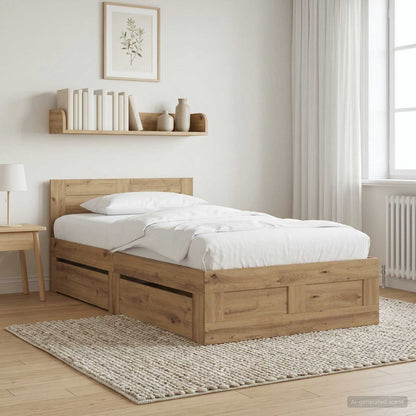 vidaXL Bed Frame with Drawer 2 pcs Artisian Oak Engineered Wood