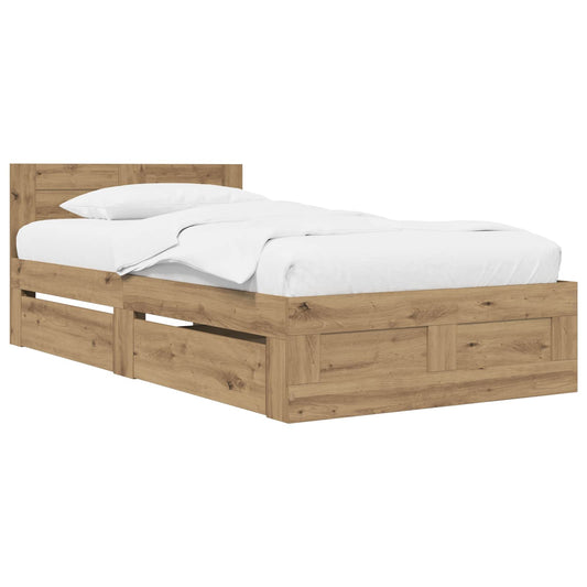 vidaXL Bed Frame with Drawer 2 pcs Artisian Oak Engineered Wood