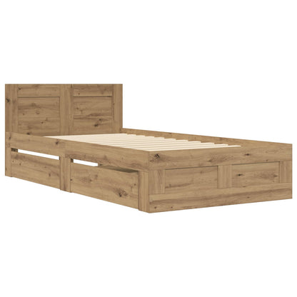 vidaXL Bed Frame with Drawer 2 pcs Artisian Oak Engineered Wood