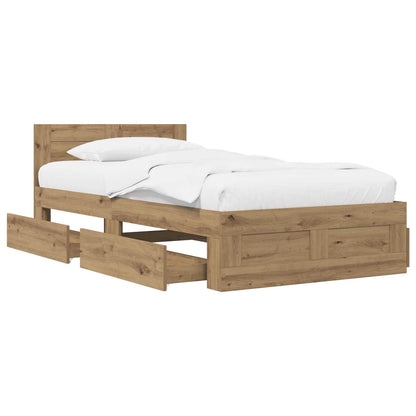 vidaXL Bed Frame with Drawer 2 pcs Artisian Oak Engineered Wood