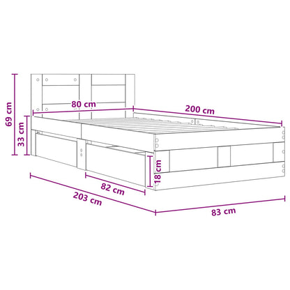 vidaXL Bed Frame with Drawer 2 pcs Artisian Oak Engineered Wood