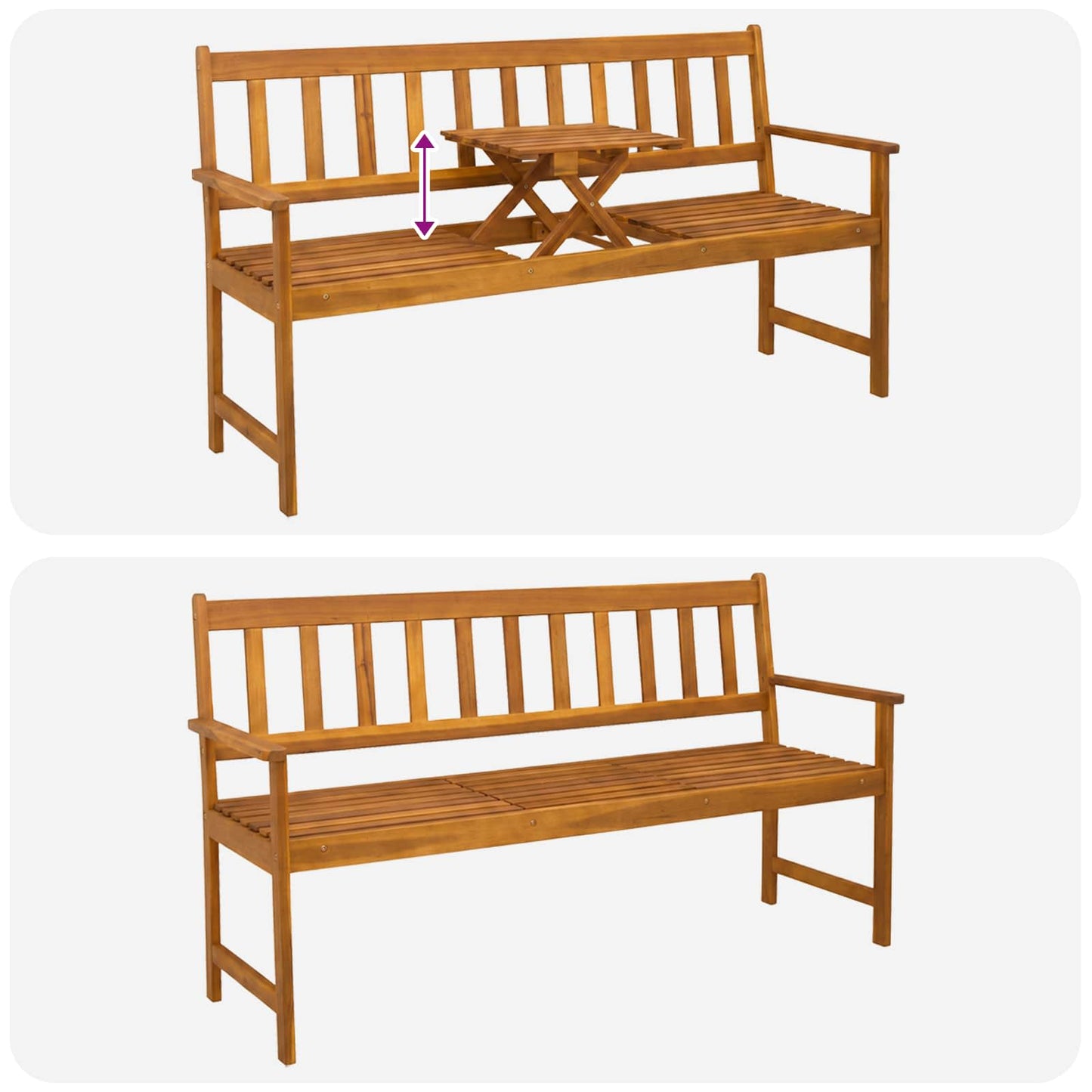vidaXL Garden bench 158 x 55 x 89 cm Solid Acacia Wood Natural