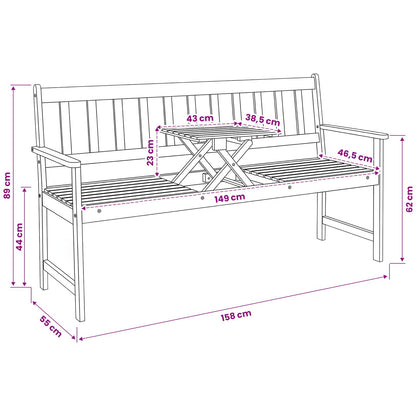 vidaXL Garden bench 158 x 55 x 89 cm Solid Acacia Wood Natural