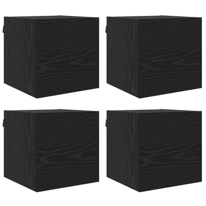 vidaXL Wall Mounted TV Cabinet 4 pcs Black Oak Engineered Wood