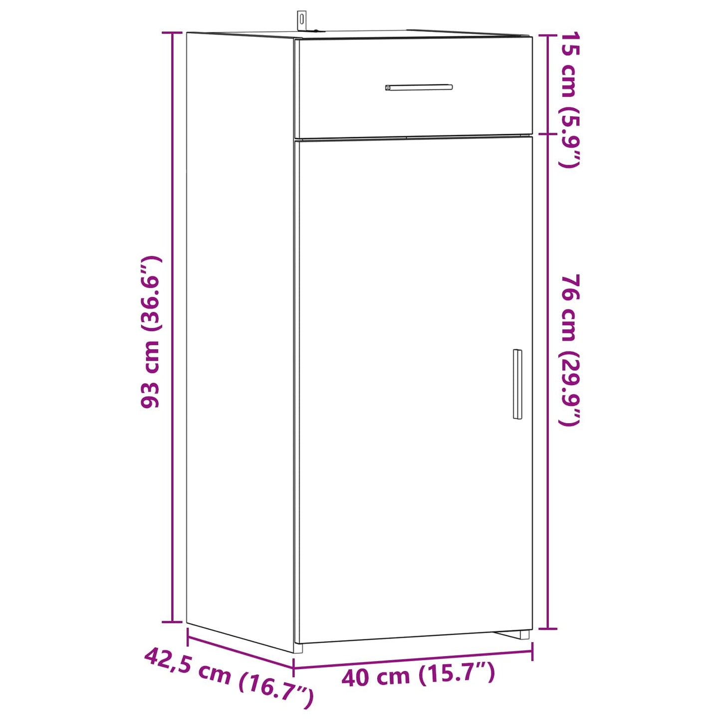 vidaXL Storage Cabinet Old Wood 40 x 42.5 x 93 cm Engineered Wood