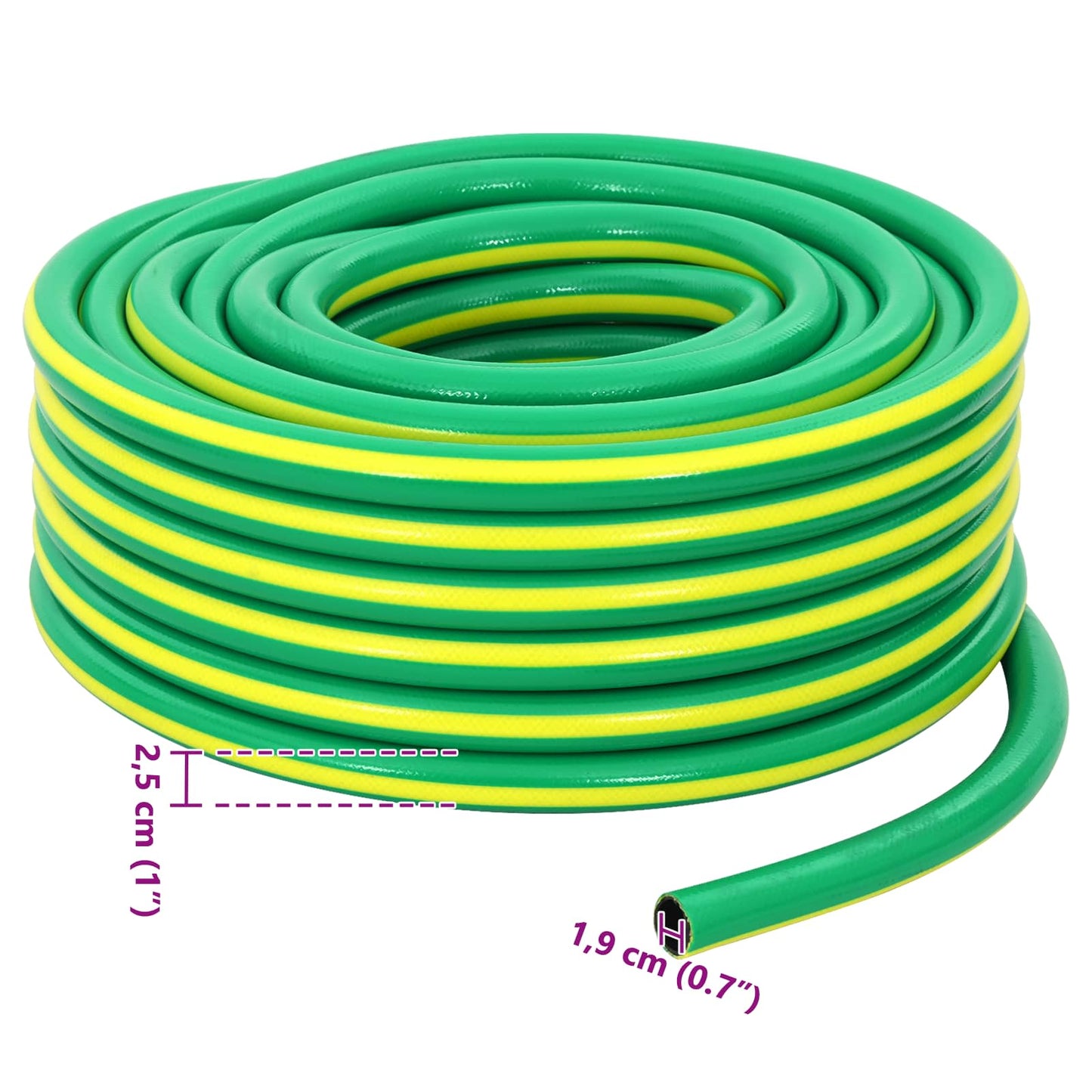 vidaXL Garden Hose 5-Ply Green and Yellow 3 / 4'' 30 m PVC