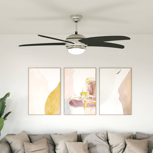 vidaXL Ceiling Fan with Light and Remote Control Ø 130 cm Black