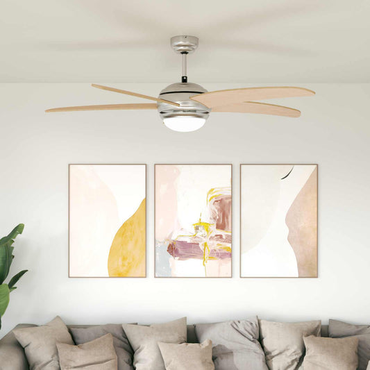 vidaXL Ceiling Fan with Light and Remote Control Ø 130 cm Sonoma