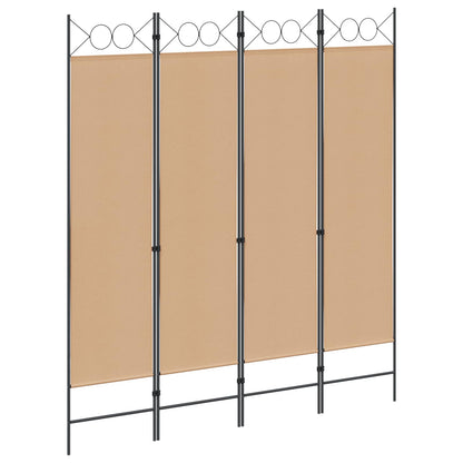 vidaXL 4-Panel Room Divider Beige 160 x 180 cm Fabric