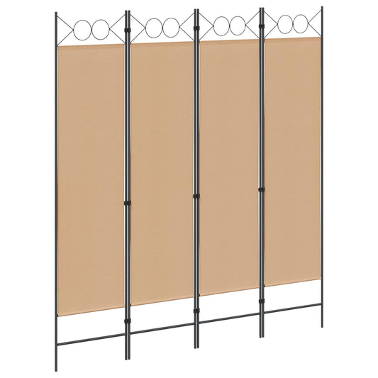 vidaXL 4-Panel Room Divider Beige 160 x 180 cm Fabric