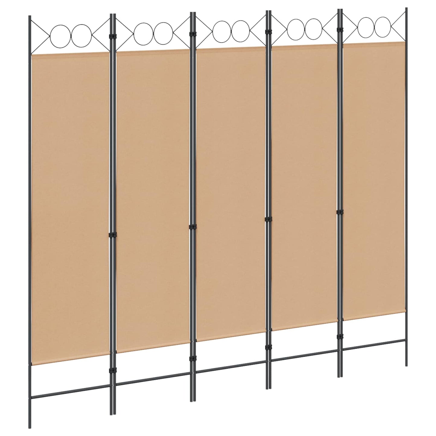 vidaXL 5-Panel Room Divider Beige 200 x 180 cm Fabric