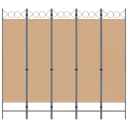 vidaXL 5-Panel Room Divider Beige 200 x 180 cm Fabric